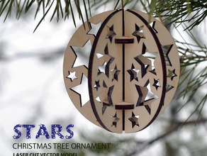 stars christmas tree ball ornament decor decoration 3d print model - Mito3D