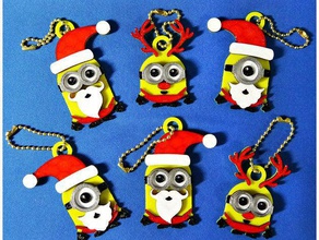 minions keychain magnets -christmas cute version keychains gift gifts xmas 3d print model - Mito3D