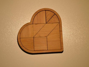 tangram a forma di cuore i puzzle bambù taglio laser 3d print model - Mito3D