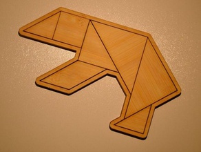tangram urso de quebra-cabeça quebra-cabeças bambu corte a laser 3d print model - Mito3D