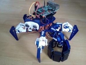 funny six feet myo robotics hexapod i2c microcontroller raspberry pi case servo sg90 us sensor 3d print model - Mito3D