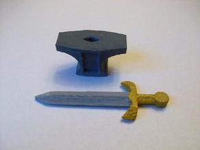 spada incudine oggetti di scena fabbro cavaliere medievale medioevo pietra 3d print model - Mito3D
