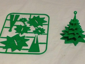 evergreen tree christmas ornament card decor puzzle snapout 3d print model - Mito3D