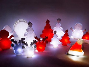 merry pixel christmas 3d printing decoration ornament tree holiday ramps rudolph santa hat snowman 3d print model - Mito3D