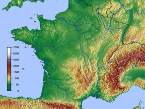frança mapa topográfico outros elevação a europa topografia 3d print model - Mito3D
