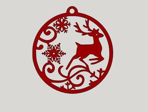 deer snowflakes decor christmas decoration ornament 3d print model - Mito3D