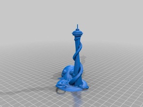seattle space needle di polpo attacco sculture 3d print model - Mito3D