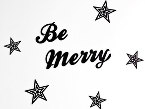 merry decoración de la pared 3d impresión vacaciones navideña feliz navidad silueta texto tipo tipografía 3d print model - Mito3D