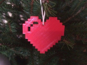 pixel heart decor 8-bit 8bit christmas 3d print model - Mito3D