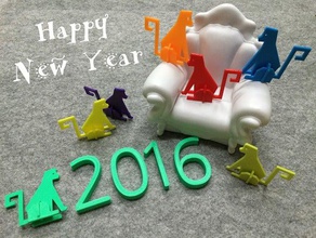 mono nuevo año 2016 decoración de la número números oriental zodiac 3d print model - Mito3D
