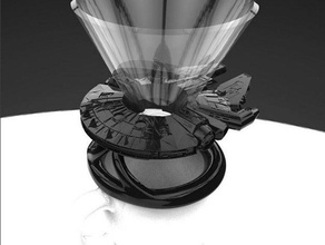 millennium falcon pour over coffee dripper kitchen dining handground stand star wars 3d print model - Mito3D