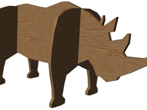 il rinoceronte, taglio laser animali 3d print model - Mito3D