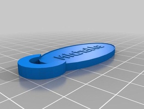 michelle oval Anahtarlık özelleştirilmiş 3d print model - Mito3D