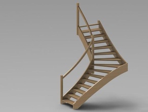 stairs wooden 14 household carpenter stair 3d print model - Mito3D