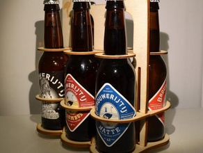 beer crate six pack kitchen dining bottle laser cut parametric snap-fit 3d print model - Mito3D