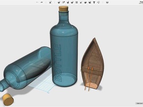 Boot, Flasche makeredchallenge Requisiten Glas unmöglich Ruderboot transparent 3d print model - Mito3D