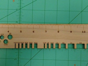 laser cut ruler drill bit gauge thickness inches 2d art 3d print model - Mito3D