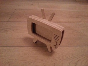retro-tv-Holz-dock iphone 5 mobile 3d print model - Mito3D
