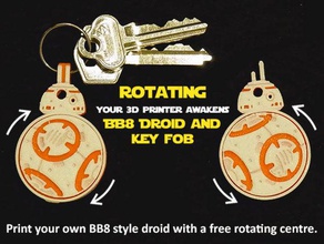 rotating bb8 droid key fob keychains collectible cute designer fun gift keyring chain model movie moving novel organization present print-in-place print place scifi star wars toy unique 3d print model - Mito3D