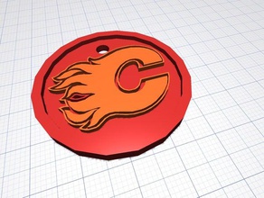 calgary flames, portachiavi arte 3d print model - Mito3D