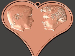 head relief sculptures boyfriend coupler face girlfriend heart love lovers medal medallion 3d print model - Mito3D