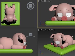 achatado porco animais 3d print model - Mito3D