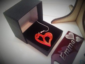 filigree heart earrings necklace acrylic hearth lasercut 3d print model - Mito3D