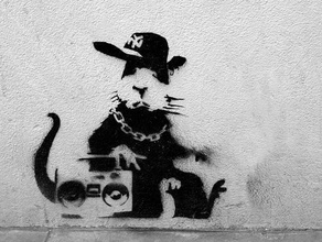 hood rat stencil di banksy art strumenti 3d print model - Mito3D