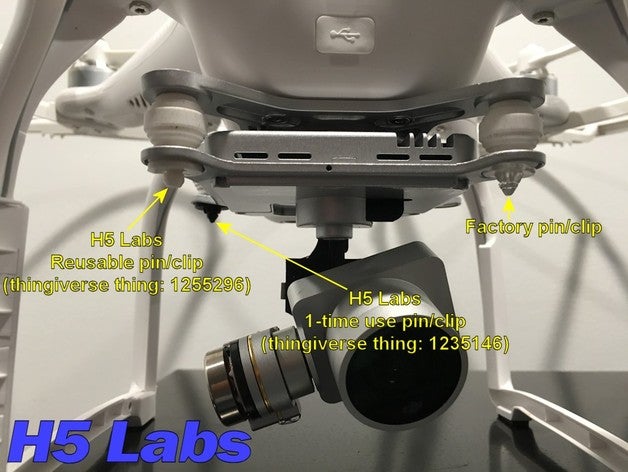 dji phantom cardan réutilisable anti chute d'une pince rc des véhicules anti-goutte 3 drone attache 3D print model - Mito3D