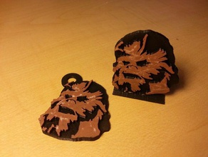 chewbacca head keychain keychains chewie stand up star wars 3d print model - Mito3D