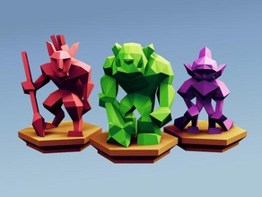 baja poli fantasía mesa de la horda unidades base juegos asesino juego carácter mazmorra los dragones las cifras goblin orco estrategia troll 3d print model - Mito3D