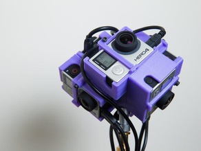 gopro hero 34 360 spherical rig v2 camera 360x180 3 plus 4 mount 3d print model - Mito3D