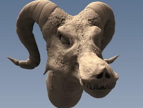 dragon head bust sculptures horns 3d print model - Mito3D