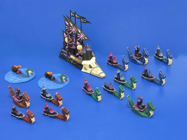fantasia frota de miniaturas jogos barco veleiro navio 3D print model - Mito3D