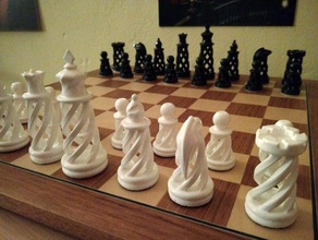 spiral chess set hollow base pieces 3d print model - Mito3D