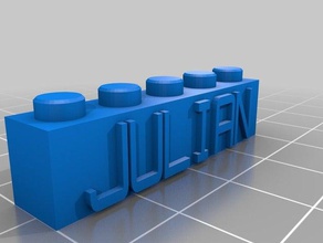 julian personalizado bloque lego necklacekeychain de la construcción juguetes 3d print model - Mito3D