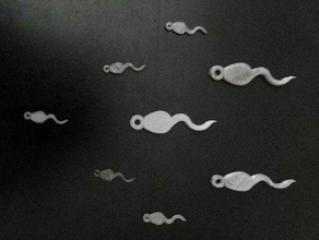 spermatozoon keychains cells cellule earring earrings esperma human body joke keyring key chain love pendant 3d print model - Mito3D