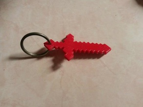key holder sword stone minecraft keychains 3d print model - Mito3D