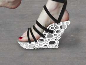 holey wedge heels sandals fashion feet footwear high shoes stiletto straps 3d print model - Mito3D