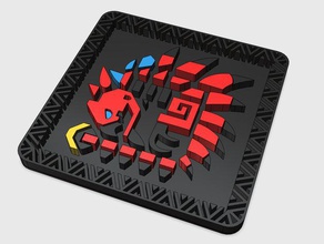 rathalos plak canavar avcısı simgesi 2d sanat rioreusu 3d print model - Mito3D