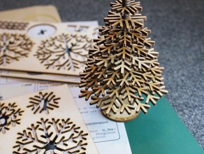 laser-cut flat-pack christmas tree sculptures lasercut lasercutter laser cut cutter 3d print model - Mito3D