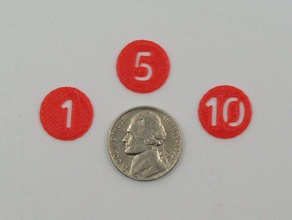 jeu de pièce monnaie symbolique customizer pochoir texte jouet accessoires personnalisé token 3d print model - Mito3D