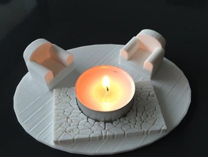 supporto di candela tealight porte chauffe plat casa 3d print model - Mito3D