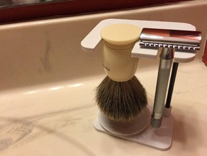 adjustable safety razor brush stand bathroom holder 3d print model - Mito3D