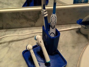 dual oralb brushes base extended bathroom 3d print model - Mito3D