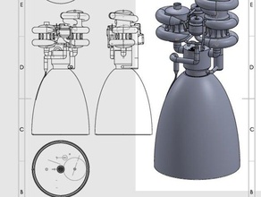pachacuti mk11 ff moteur-fusée l'ingénierie chambre de combustion makeredchallenge le méthane la buse l'oxygène preburner l'espace turbopump 3d print model - Mito3D