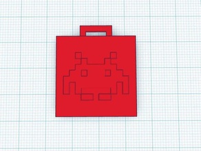 pixelated alien keyring keychains 3d print model - Mito3D