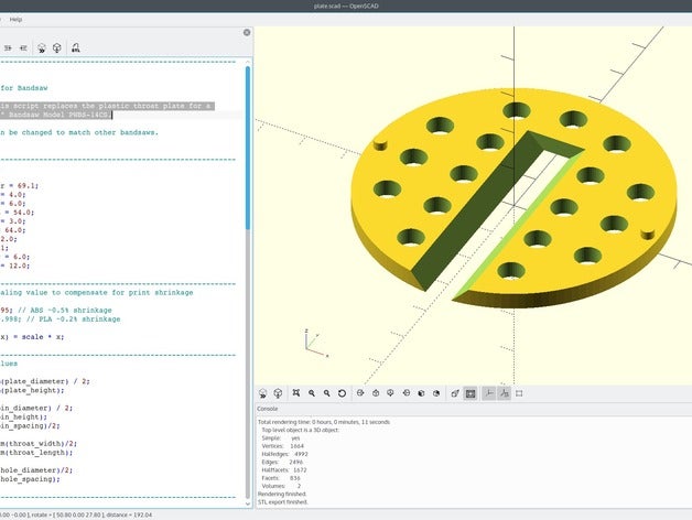 parametrische Bandsäge Einlegeplatte tools customizer 3D print model - Mito3D