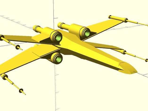 low poly x-wing vehicles model openscad star wars 3D print model - Mito3D