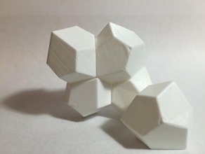 13 faced space-filling polyhedron math art 3d print model - Mito3D